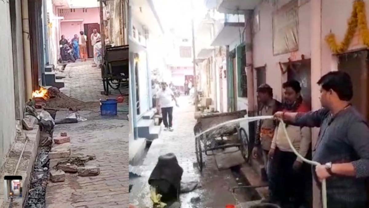 गैस सिलेंडर में लीकेज से लगी आग, पाया काबू