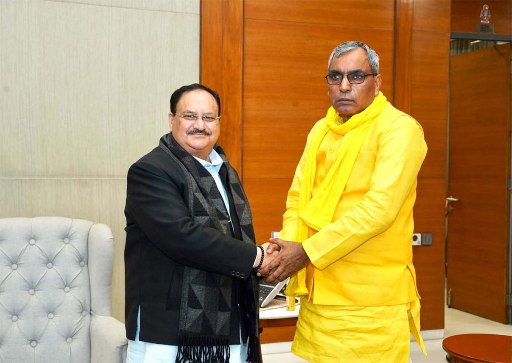 जेपी नड्डा से मिले ओम राजभर, कहा- यूपी, बिहार और लोकसभा चुनाव को लेकर हुई बातचीत