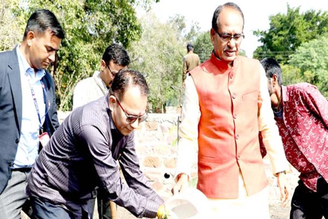 मुख्यमंत्री चौहान ने लगाए पीपल, अमरुद और गूलर के पौधे