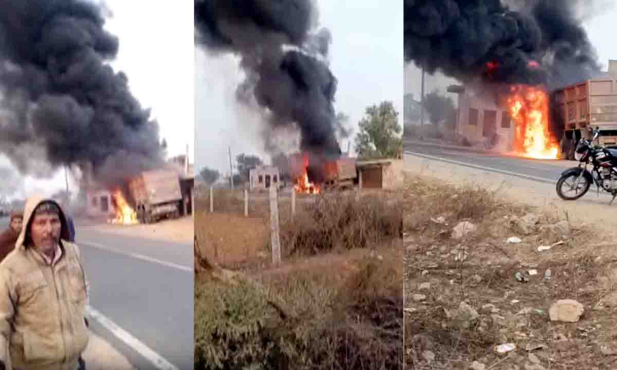 Rajasthan : जिंदा जला बाइक सवार, बिजली के खंभे से टकराकर लगी आग