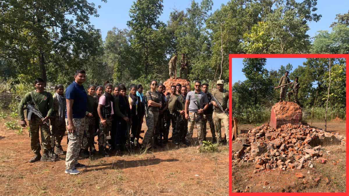 महिला कमांडो ने नक्सली स्मारक किया ध्वस्त, घने जंगलों में सर्च ऑपरेशन
