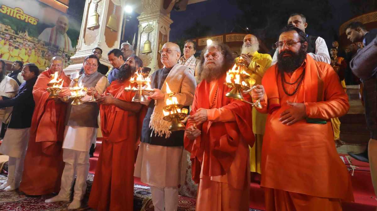अमित शाह ने देहरादून में की गंगा आरती