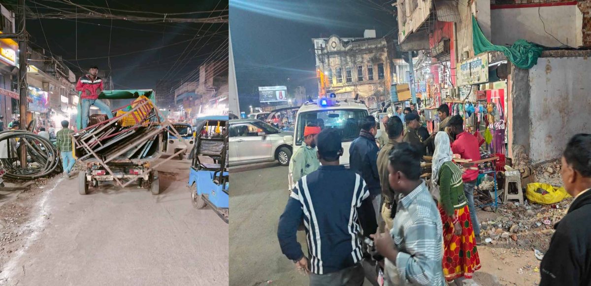 रायपुर में अवैध ठेले और गुमटियों पर पुलिस की ताबड़तोड़ कार्रवाई