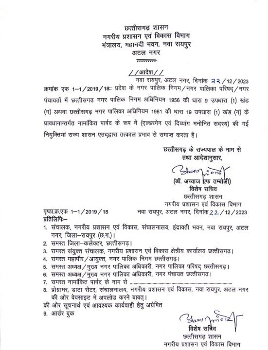 राज्य सरकार ने सैकड़ों एल्डरमैन की सेवाएं समाप्त की