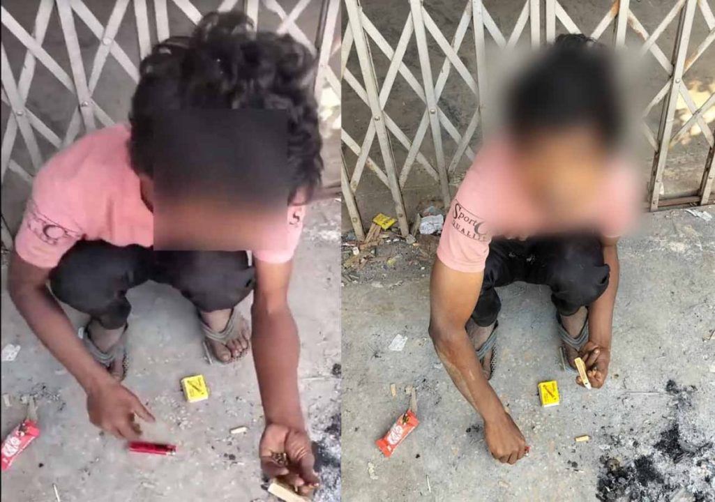 रायपुर के करबला पारा में नाबालिग पी रहे गांजा, देखें वीडियो