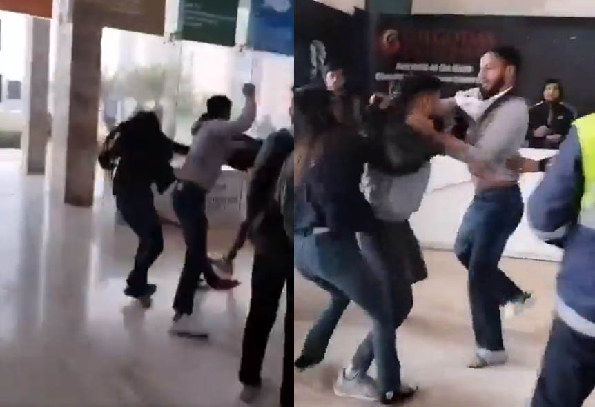 दो छात्र में हुई मारपीट, बिच बचाव करते दिखी लड़की