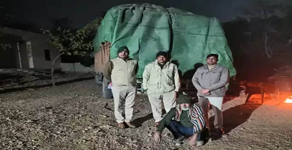 वन विभाग ने गीली लकड़ियों से भरा ट्रक पकड़ा