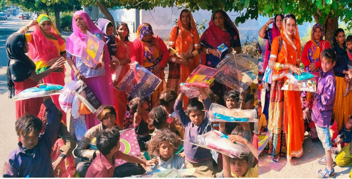 अखिल भारतीय क्षत्रिय महासभा महिला विंग ने गरीब बच्चों को की खाद्य सामग्री वितरित