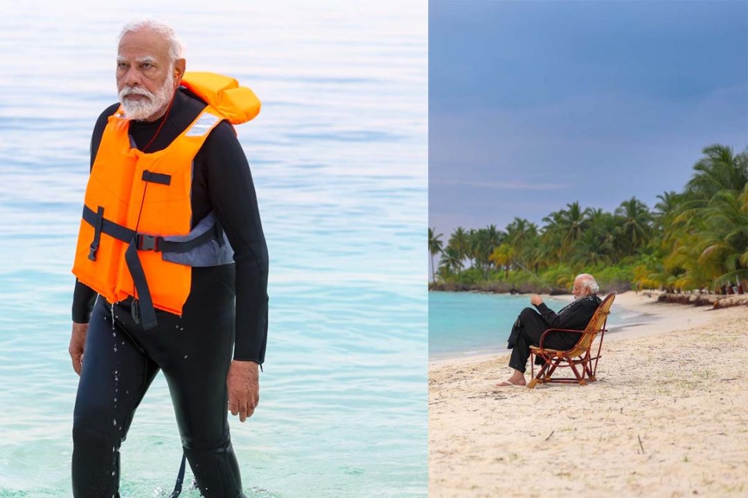 प्रधानमंत्री नरेंद्र मोदी ने समुद्र में लगाई डुबकी, सामने आई तस्वीरें