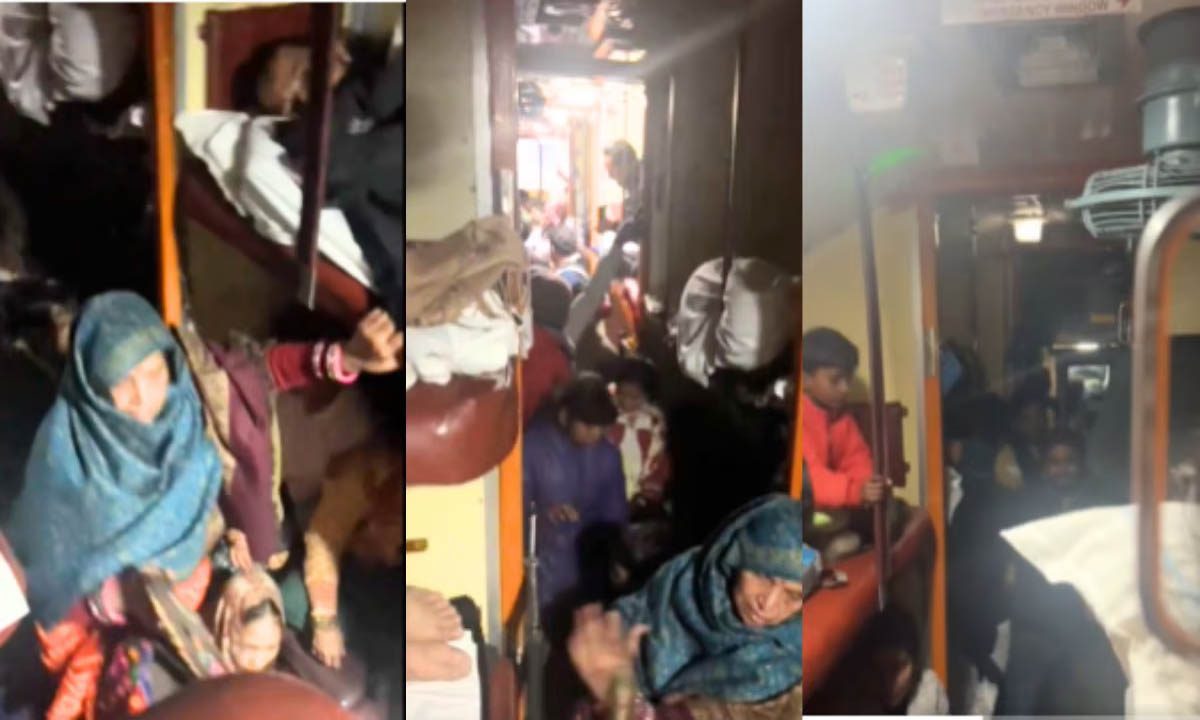 ट्रेन के 3 टियर AC कोच में बिना टिकट यात्रियों की भीड़, देखें VIDEO