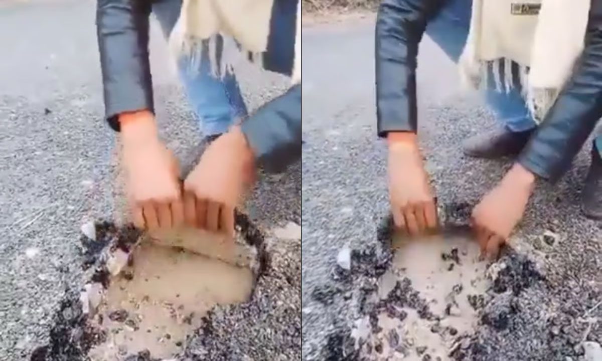 PWD इंजीनियर ने बनाई ऐसी सड़क, युवक ने खाली हाथों से उखाड़ा, देखें VIDEO