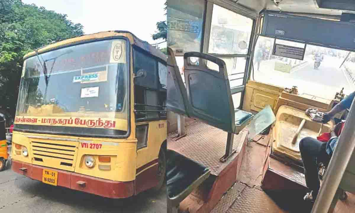 यात्रा के दौरान 37-ई रूट की बस का शीशा टूटा