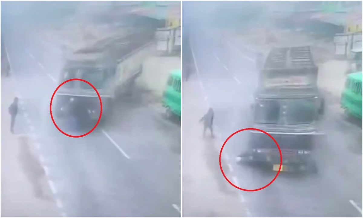 सड़क पार करते युवक को ट्रक ने कुचला, देखें घटना का VIDEO